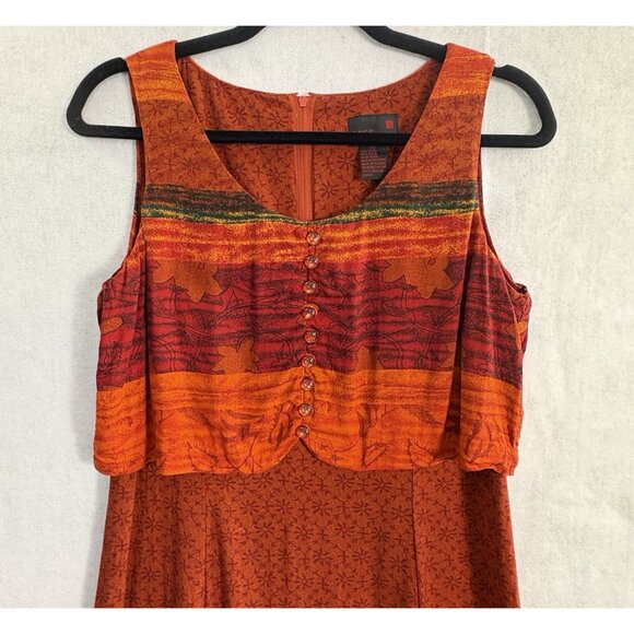 Vtg MISS SCARLETT Women Maxi Dress Vest Rayon Sz 10 Red Sleeveless 74-19 - Picture 3 of 10